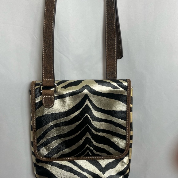 Consuela Zebra-Pattern Crossbody Bag with Brown Strap - Picture 2 of 6